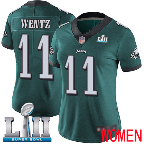 Women Philadelphia Eagles #11 Carson Wentz Midnight Green Team Color Vapor Untouchable NFL Jersey Limited